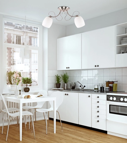 Lampa sufitowa Amba biała szklana 2-punktowa do salonu i kuchni klasyczna