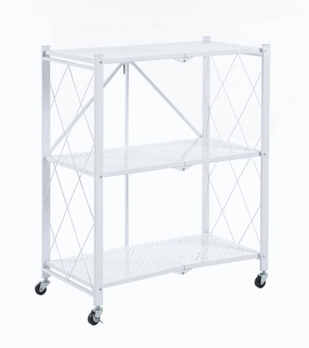Regał metalowy Eamy biały na kółkach 3 półki nowoczesny do gabinetu lub kuchni