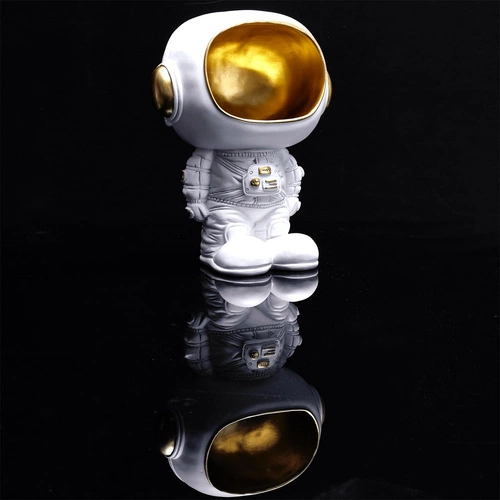 Figurka dekoracyjna astronauta Intesi biała złota z funkcją przechowywania do salonu 28 cm