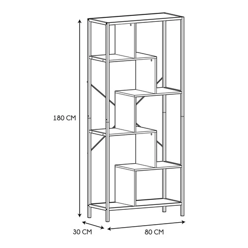 Regał na książki Rack L biały nowoczesny loftowy metalowy do salonu 80 cm Intesi