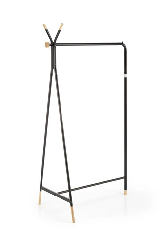 Velo czarny loftowy wieszak stojący do przedpokoju metalowo-drewniany na kurtki Intesi