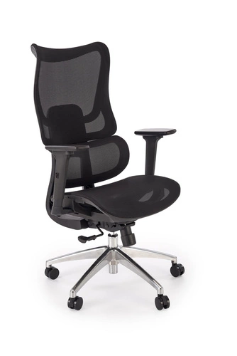 Ergonomiczny fotel biurowy Percas czarny siatkowy obrotowy z regulacją Intesi do biura