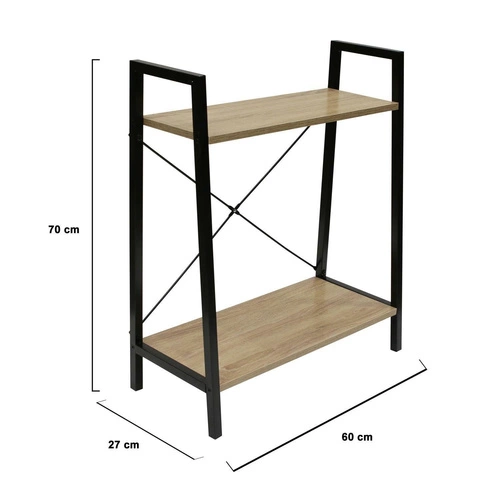 Regał metalowy Cilyan Intesi na książki do salonu nowoczesny naturalny czarny 60 cm