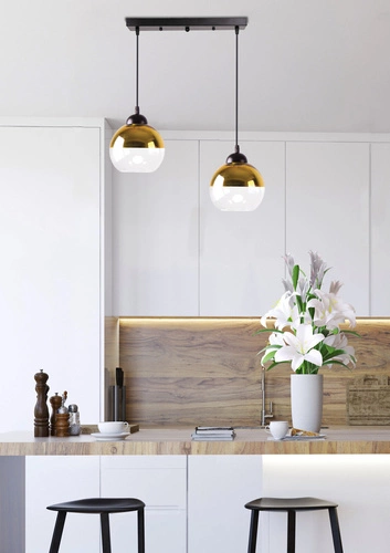 Lampa wisząca Contessa czarny 2x40 E27  klosz złoty