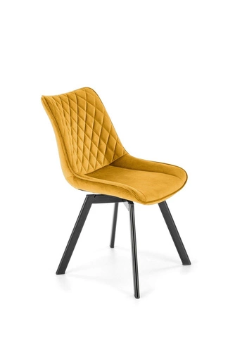 Krzesło obrotowe Veroniq tapicerowane welur musztardowe do jadalni i salonu nowoczesne