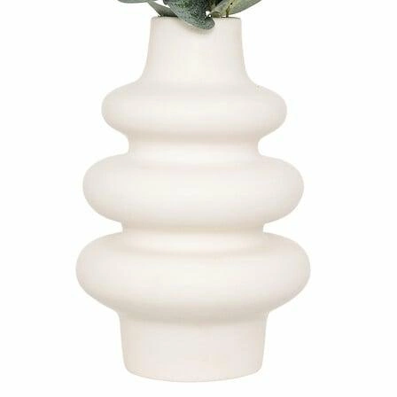 Wazon dekoracyjny Suza biały potrójny nowoczesny ze sztucznym eukaliptusem 37cm