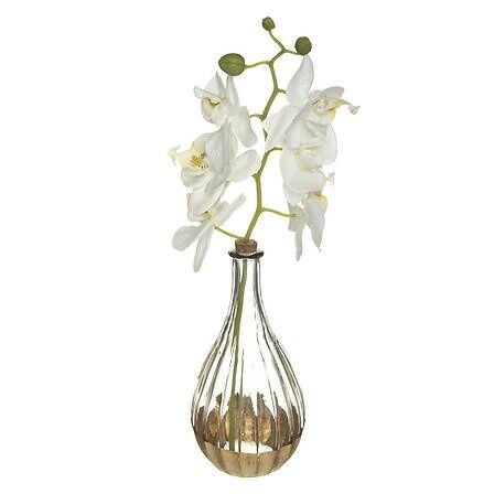 Sztuczny storczyk biały jak żywy w szklanym wazonie Edi 40 cm nowoczesny do salonu Atmosphera