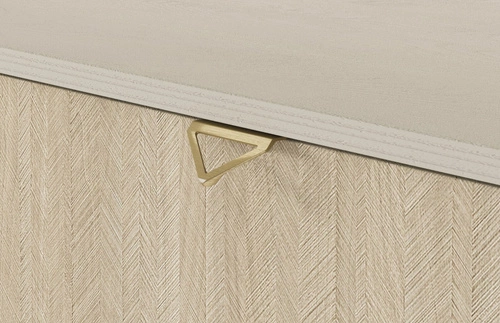 Komoda Sage Wood z szufladami w jodełkę boho glamour na nóżkach 106 cm do salonu Intesi