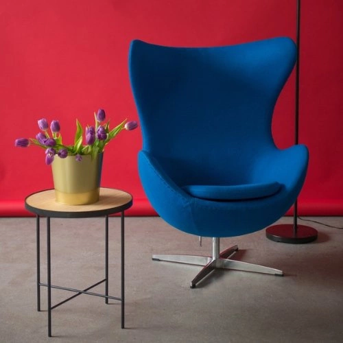 Fotel uszak Jajo zielony kaszmir D2.DESIGN nowoczesny obrotowy do salonu i biura inspirowany Egg