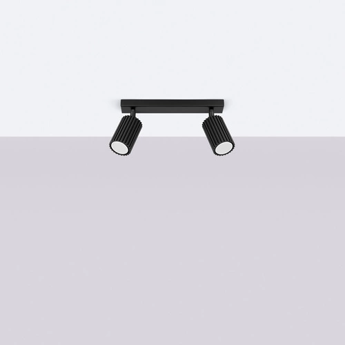 Plafon sufitowy czarny nowoczesny Karbon 2 do salonu i sypialni z ruchomym kloszem