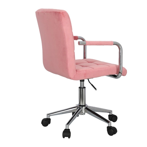 Fotel biurowy ergonomiczny Cosmo Arm różowy velvet z podłokietnikami do nauki i pracy