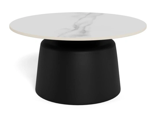Stolik kawowy Santorini 70 cm okrągły biały ceramiczny do salonu