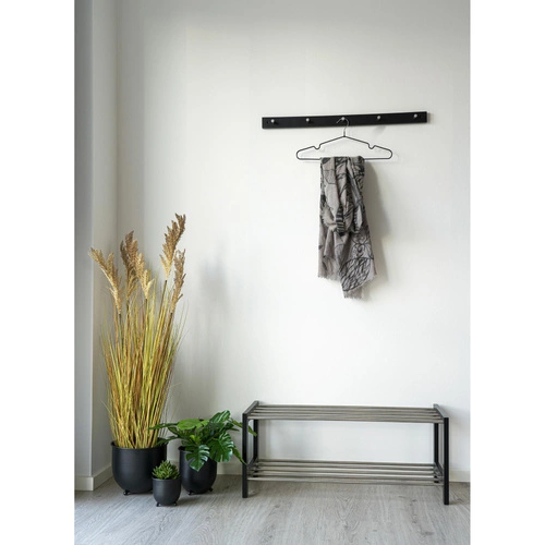 Czarna półka na buty Padova Intesi do przedpokoju metalowo-drewniana klasyczna 78 cm