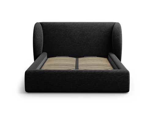 Łóżko tapicerowane Miley II 140x200 z pojemnikiem nowoczesne czarne do sypialni