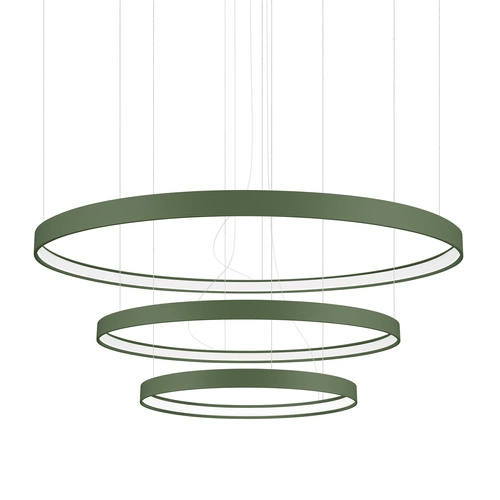 Nowoczesny żyrandol LED RIO 3 oliwkowy do salonu i jadalni, regulowana wysokość 110 cm