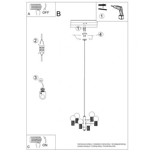 Żyrandol nowoczesny HALO 6 oliwkowy do salonu i jadalni lampa sufitowa metalowa