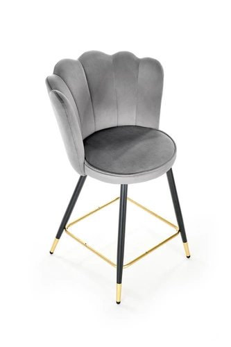 Hoker Florencja szary welurowy z oparciem na złotych nogach nowoczesny do kuchni i wyspy