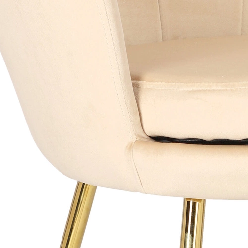 Krzesło tapicerowane welurowe Florencja Intesi beżowe glamour z podłokietnikami do jadalni