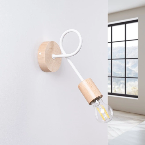 Kinkiet ścienny biały drewniany nowoczesny do salonu i sypialni EMBER Sollux Lighting