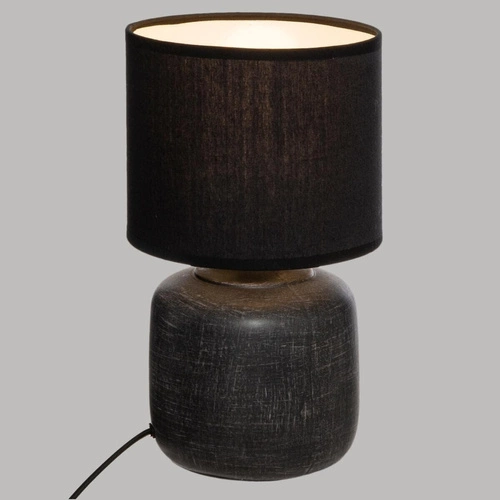 Lampka nocna ceramiczna czarna Salta Atmosphera nowoczesna z abażurem do sypialni 26,5 cm
