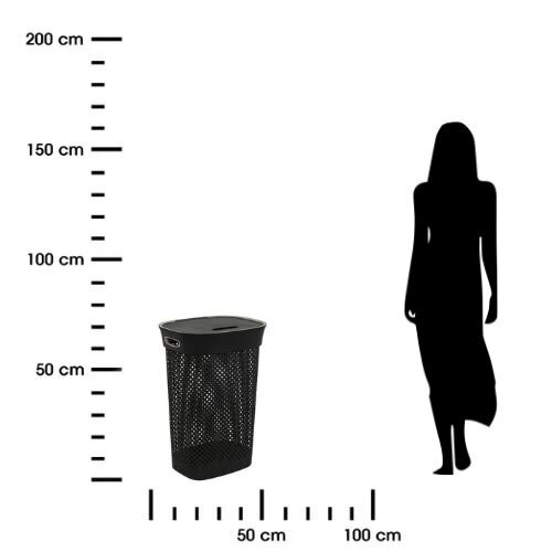 Kosz na pranie 60l do łazienki Purl szary ciemny nowoczesny plastikowy 5five simply smart