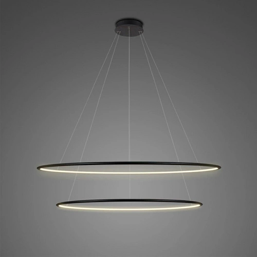 Lampa wisząca LED Ledowe Okręgi No.2 100 cm czarna nowoczesna do salonu regulowana