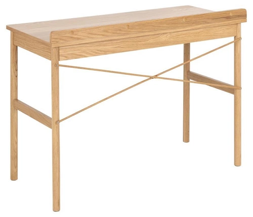 Biurko do pracy skandynawskie drewniane z szufladą Paul naturalny dąb Actona 110x50 cm