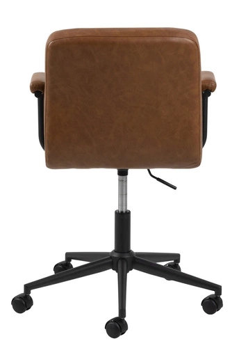 Fotel biurowy ergonomiczny Cosmo Arm Actona brązowy skórzany obrotowy z podłokietnikami retro