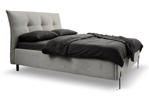 Łóżko tapicerowane Biscuit 180x200 szare z pojemnikiem skandynawskie do sypialni