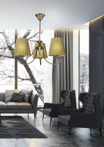 Lampa wisząca Mozart 3x60W E27 patynowa miedź/miodowy