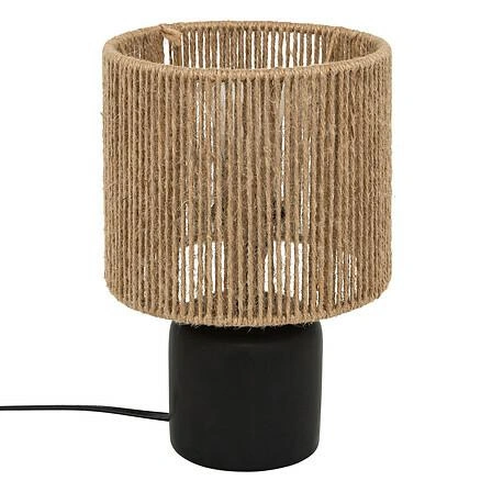 Lampka nocna Koby czarna boho do sypialni z papierowym abażurem