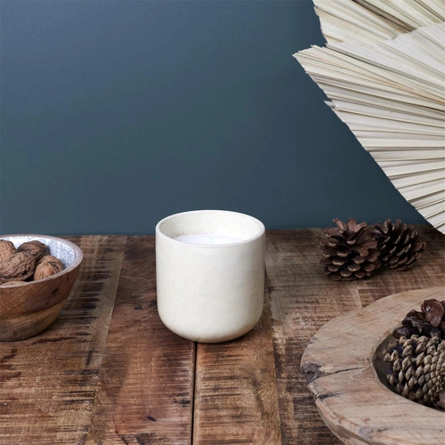 Świeca dekoracyjna Intesi Glaze S nowoczesna biała w ceramice do salonu i sypialni