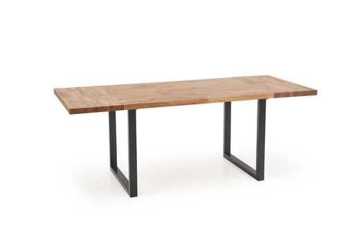 Stół do jadalni Radus 120x78 cm nowoczesny dąb lity z czarnymi nogami loft Intesi