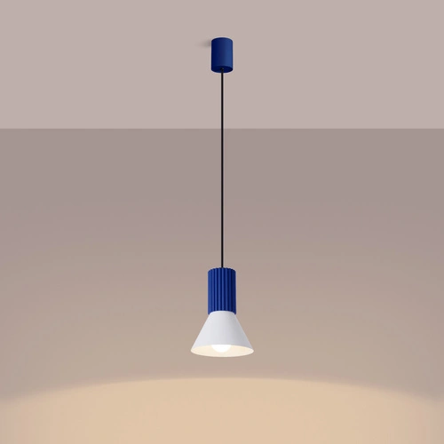 Lampa wisząca loftowa ESTRIA 1 biała i ultramaryna do kuchni i jadalni 120 cm