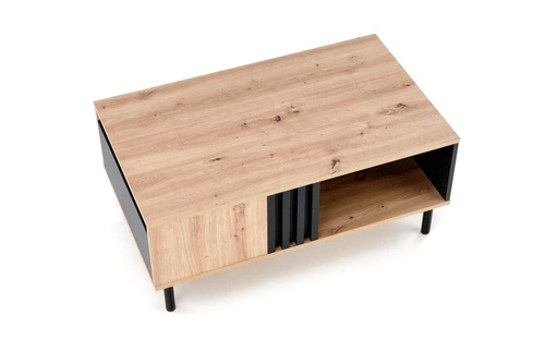 Stolik kawowy Zarak prostokątny dębowy z szufladą loftowy 100x60 cm do salonu Intesi