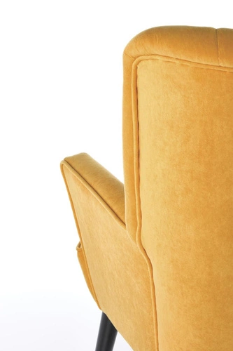 Fotel uszak Darli welur żółty do salonu nowoczesny z podłokietnikami Intesi glamour