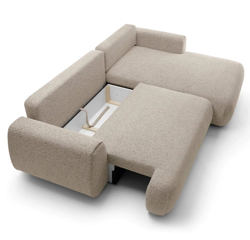 Narożnik z funkcją spania prawy Ljung nowoczesny beżowy z pojemnikiem do salonu Intesi