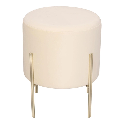 Pufa welurowa Living Velvet Atmosphera biała na złotych nogach do salonu i przedpokoju 40 cm