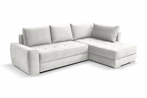 Narożnik z funkcją spania do salonu biały nowoczesny z pojemnikiem Rabis Intesi