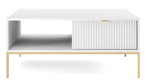 Zestaw mebli do salonu biały/złoty Delicious ryflowane fronty