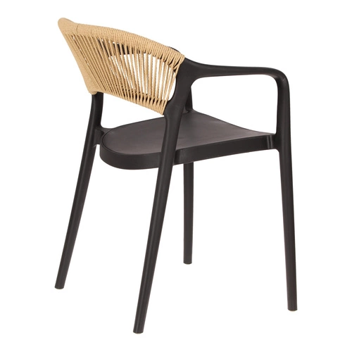 Krzesło do jadalni Osma Intesi czarne z polipropylenu, sztaplowane, łatwe czyszczenie, z podłokietnikami