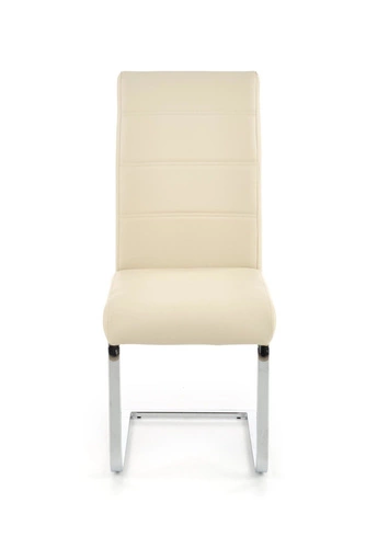 Krzesło tapicerowane Yvone kremowe ekoskóra na chromowanych płozach do jadalni i salonu Intesi