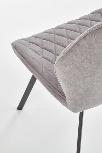 Krzesło tapicerowane Vermont szare do jadalni i salonu nowoczesne na czarnych nogach