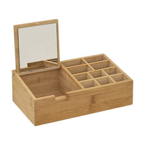 5five simply smart organizer na kosmetyki bambusowy z lustrem do łazienki i na toaletkę 24 cm