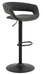 Hoker Grace szary ciemny aksamitny z oparciem i podłokietnikami regulowany do kuchni Actona