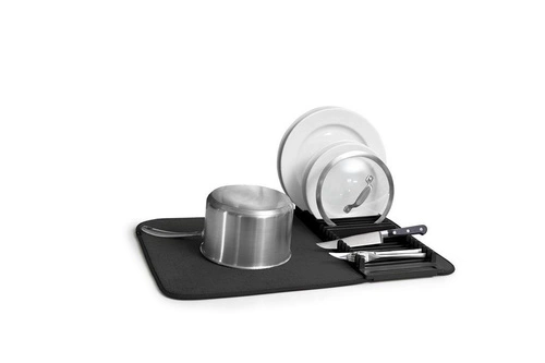 Umbra UDRY nowoczesna mikrofibrowa mata ociekacz do naczyń na blat kuchenny 60x46 cm czarna