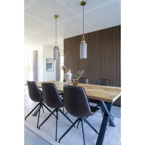 Krzesło do jadalni Monaco Intesi obrotowe skandynawskie ekoskóra brązowe na czarnych nogach