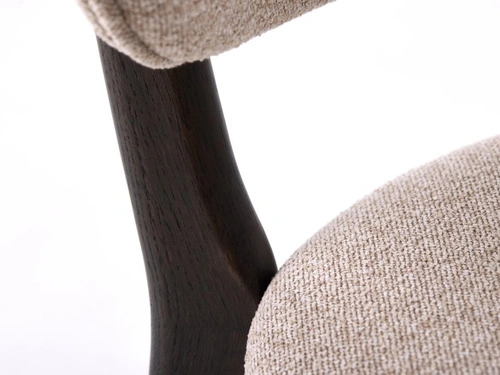 Krzesło tapicerowane Stilo do jadalni beżowe na dębowych nogach