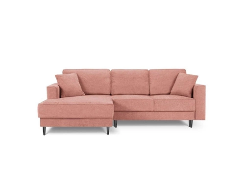 Narożnik z funkcją spania Dunas Pink Structured Fabric Lewostronna kolor nóg czarny
