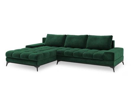 Narożnik z funkcją spania Deneb Bottle Green Velvet lewostronny